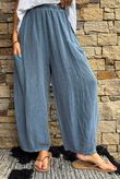 Lina Linen Blend Barrel Pant Washed Navy